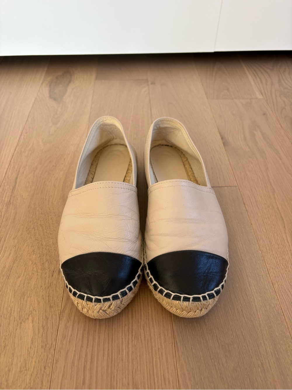 Aldo Cream Espadrilles with Black Cap Toe